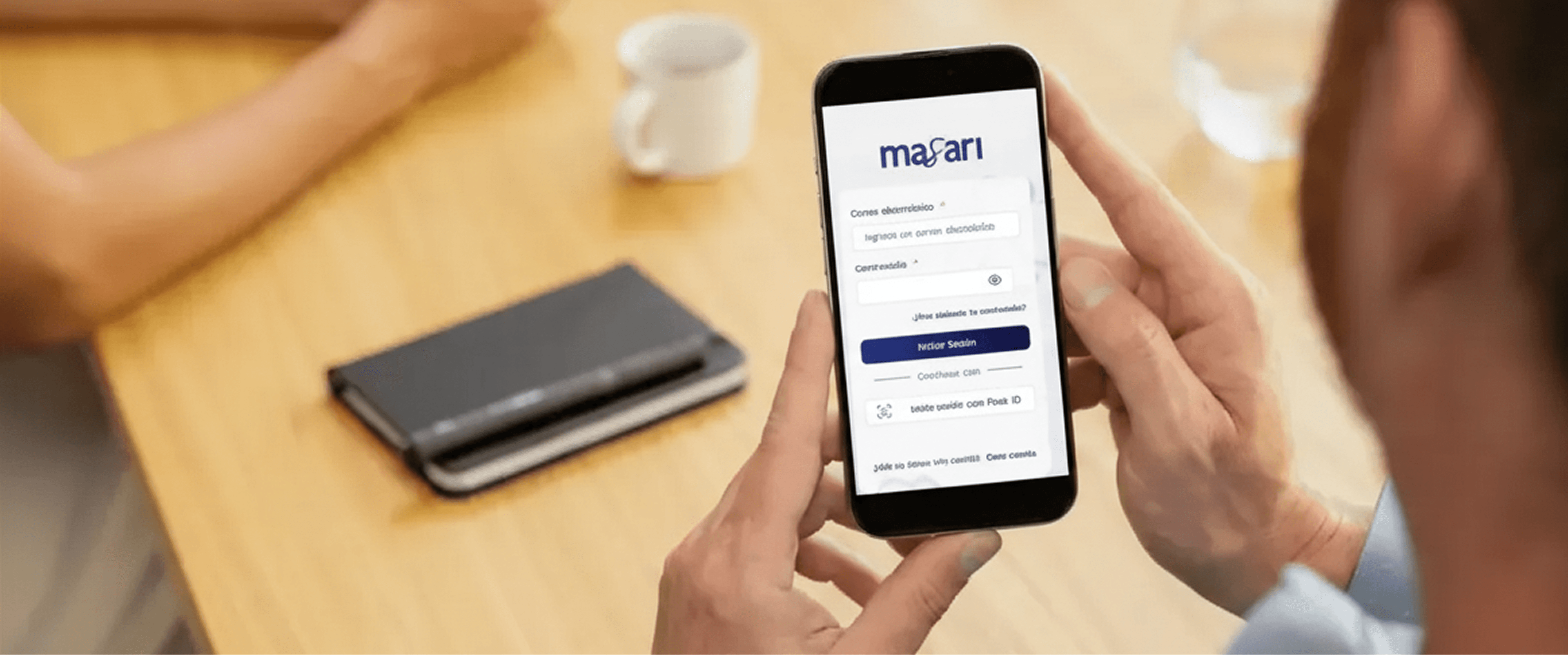 Persona usando la aplicación móvil de Masari para gestionar sus finanzas